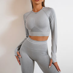 Sculpt Your Style: Seamless Yoga Pants & Long Sleeve Tops Combo