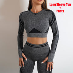 Sculpt Your Style: Seamless Yoga Pants & Long Sleeve Tops Combo