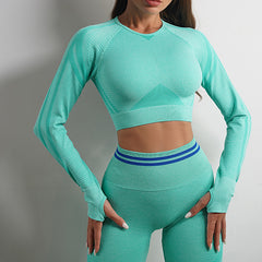 Sculpt Your Style: Seamless Yoga Pants & Long Sleeve Tops Combo