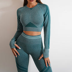 Sculpt Your Style: Seamless Yoga Pants & Long Sleeve Tops Combo