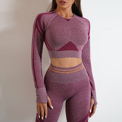 Sculpt Your Style: Seamless Yoga Pants & Long Sleeve Tops Combo