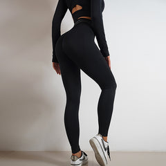 Sculpt Your Style: Seamless Yoga Pants & Long Sleeve Tops Combo