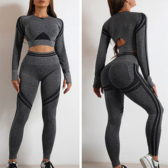 Sculpt Your Style: Seamless Yoga Pants & Long Sleeve Tops Combo