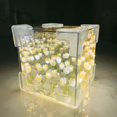 Illuminate Your Space: Mirror Rubik's Cube Tulip Night Lamps