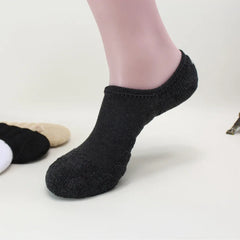 6pcs=3pairs/lot men's invisible towel style cotton Socks stripe boat anti slip high qualtiy new Plus big size EU43-46