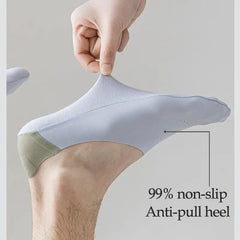 6 Pairs Boat Socks Breathable Ice Silk Non-slip Socks Cotton Men's Summer Thin Ice Feeling Invisible Short Socks Color Matching