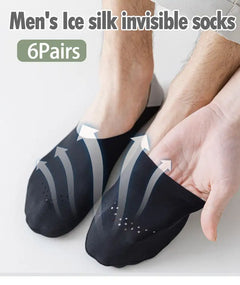 6 Pairs Boat Socks Breathable Ice Silk Non-slip Socks Cotton Men's Summer Thin Ice Feeling Invisible Short Socks Color Matching