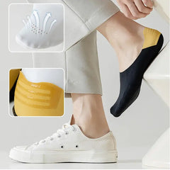 6 Pairs Boat Socks Breathable Ice Silk Non-slip Socks Cotton Men's Summer Thin Ice Feeling Invisible Short Socks Color Matching