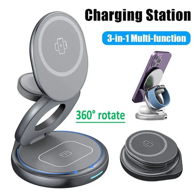 3-in-1 Wireless Portable/Foldable Charging Stand: 30W Fast and Versatile Charging Solution