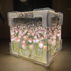 Illuminate Your Space: Mirror Rubik's Cube Tulip Night Lamps