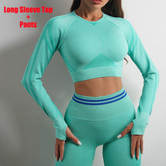 Sculpt Your Style: Seamless Yoga Pants & Long Sleeve Tops Combo