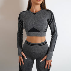 Sculpt Your Style: Seamless Yoga Pants & Long Sleeve Tops Combo