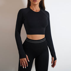 Sculpt Your Style: Seamless Yoga Pants & Long Sleeve Tops Combo