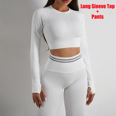 Sculpt Your Style: Seamless Yoga Pants & Long Sleeve Tops Combo