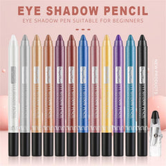 12 Colors Shimmering Waterproof Eyeshadow Pencil Set
