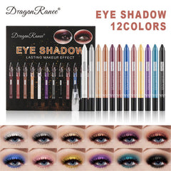 12 Colors Shimmering Waterproof Eyeshadow Pencil Set